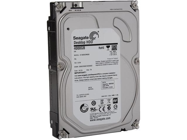 Seagate Desktop HDD ST4000DM000 4TB 5900 RPM 64MB Cache SATA 3.0Gb/s 3.5' Internal Hard Drive